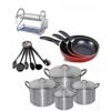 4pcs Set Of Pot +16"Dish Rack+3 In 1fry Pan And 6pcs Non Stick Spoon