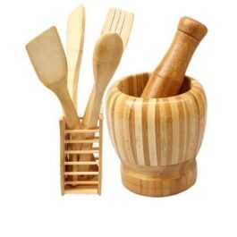 Wooden Spoons Set And Portable Mortal...