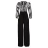 Front Wrap Monochrome Palazzo Jumpsuit- Black and white