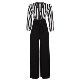 Front Wrap Monochrome Palazzo Jumpsuit- Black...