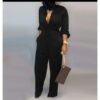 Formal Jumpsuit With Belt - Black