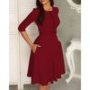 Front Zipper Skater Belted Dress