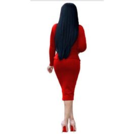 Red Long Sleeve Elegant Body con...