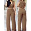 Women Elegant Solid Color Jumpsuit Solid Color Slim Fit