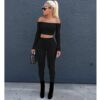 Women Two Piece Suit Crop Top and Leggings